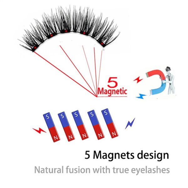 Cílios magnéticos, LEKOFO,  Natural Mink Eye Lashes, 5 Cílios Magnéticos, 4 Pares Ímãs, Faux Lashes Pinças, 8Pcs - Image 15