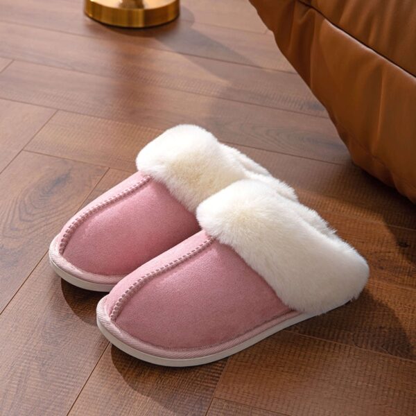 Chinelos masculino/feminino de pele, sapatos de casa para casais, camurça falsa, dedo do pé fechado, sola macia confortável, slides para casa, inverno, 2023 - Image 8