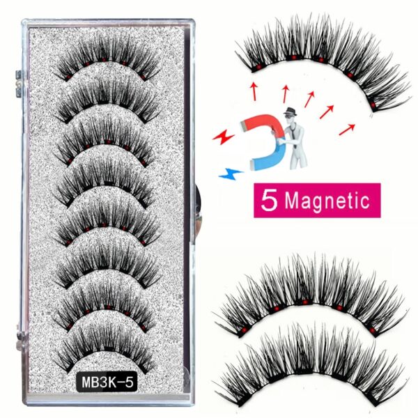 Cílios magnéticos, LEKOFO,  Natural Mink Eye Lashes, 5 Cílios Magnéticos, 4 Pares Ímãs, Faux Lashes Pinças, 8Pcs - Image 26