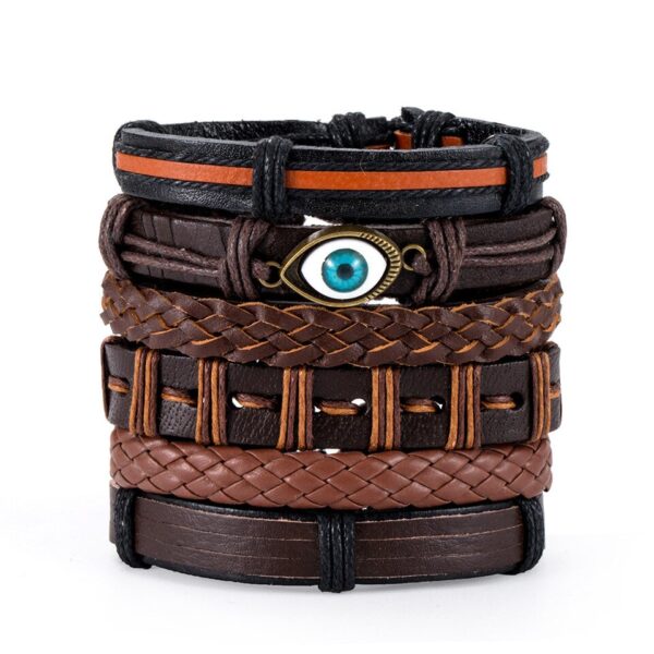 Pulseira couro ajustável, moda viking, mão, pulseiras tecido crânio, jóias ajustável conjunto - Image 20