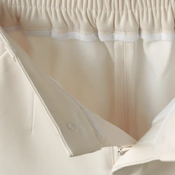 Shorts feminino, Fino, calção bege, cintura alta, solto, pernas largas, reto, uso do escritório, recortado, novo, verão, 2023 - Image 4