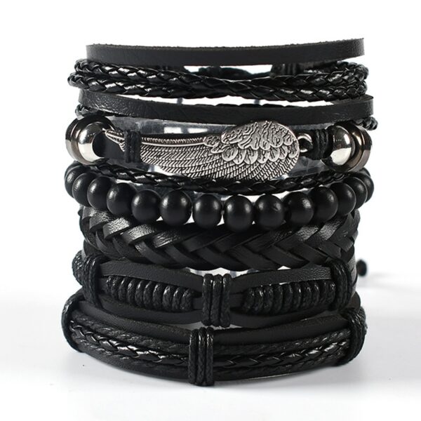 Pulseira couro ajustável, moda viking, mão, pulseiras tecido crânio, jóias ajustável conjunto - Image 46