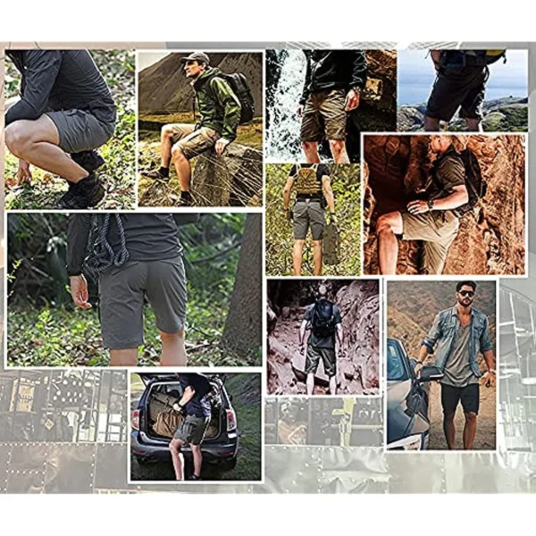 Bermudas masculina de caminhada, calções táticos 11 "calções de carga à prova d água, caminhadas, pesca respirável secagem rápida regular (sem cinto) 2023 - Image 4
