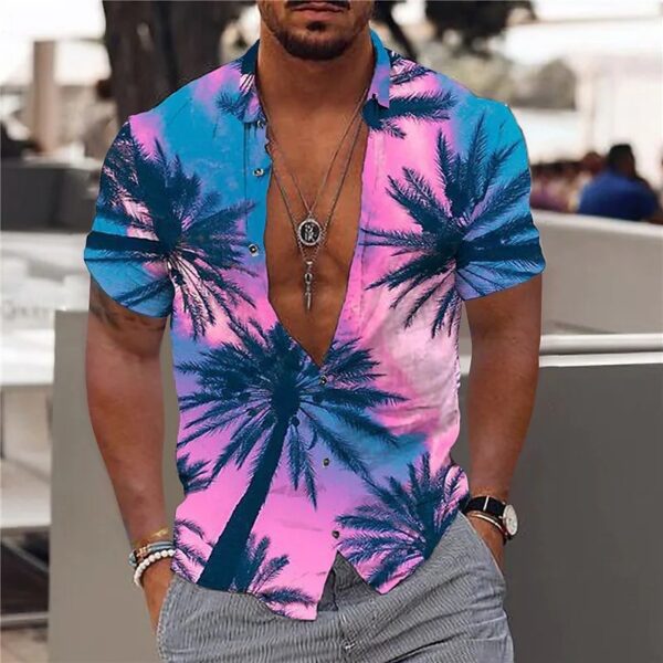 Camisas masculina havaiana slim, tops diários de férias, roupa casual, estampa floral elegante, folhas, social, moda casual, Y2k - Image 14