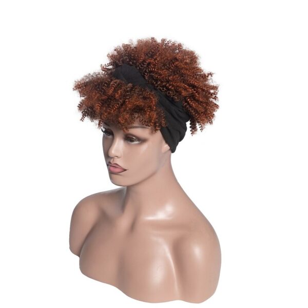 Perucas curta e encaracolada com bandana para mulheres negras, cachecol afro encaracolado, envoltório de turbante sintético, cabelo falso natural, uso diário - Image 6