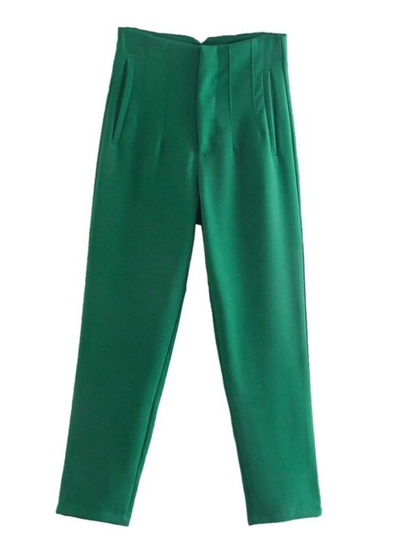 Calças feminina cintura alta, Pai Rann, elegantes e casuais, bege, calças justas femininas, moda, primavera - Image 25