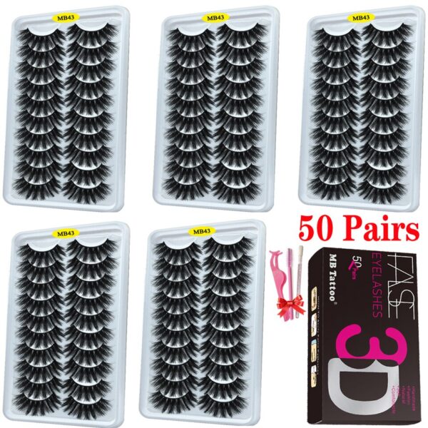 Cílios dramáticos naturais longos Mb, 3d vison, wispies cílios extensão olho, beleza, postiços conjunto falso, 50 pares - Image 37