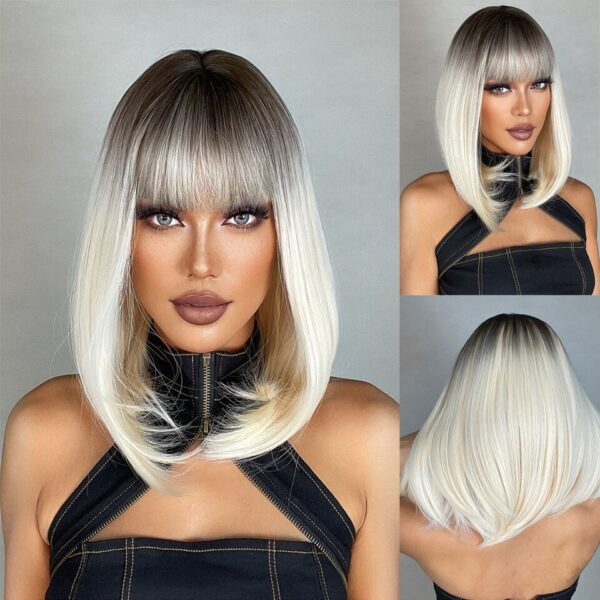 Perucas curta sintética, HENRY MARGU, para Mulheres Negras, Loiras, Marrons, Ombre Com Franja, Cabelo Cosplay, Resistente Ao Calor - Image 24