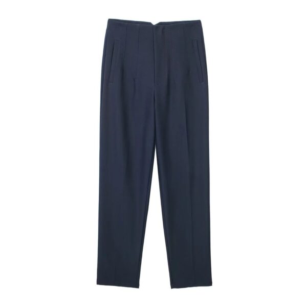 Calças feminina reta, KONDALA-moda chique, roupas de escritório, vintage, cintura alta, com zíper, 2023 - Image 26