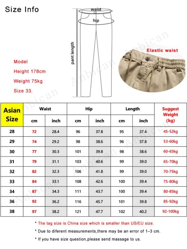 Calças masculina de algodão multi-bolsos, roupa de trabalho com cordão, jogger, casual, até o tornozelo, calças largas, outono, nova, 2023 - Image 6