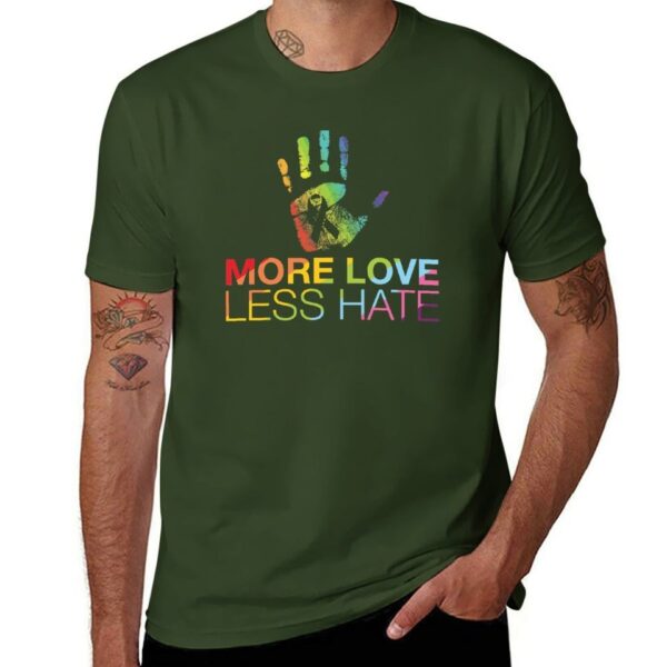 Camisetas masculina LGBTQ, More Love Less Hate, camisetas brancas roupas vintage, t-shirts - Image 19