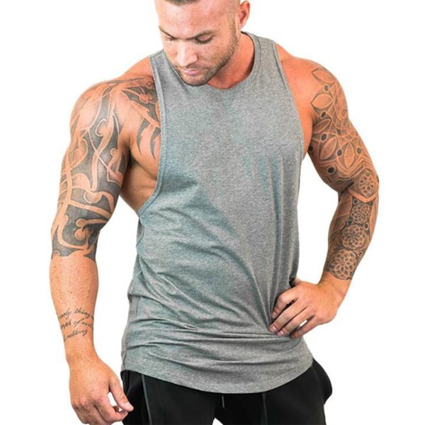 Camiseta masculina regata esportiva sem mangas, camiseta com corte muscular, camisa em y para treino - Image 13