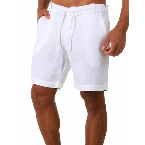 Bermudas masculina de linho de algodão, verão respirável cor sólida shorts, joggers casual streetwear - Image 10