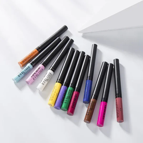 Sombras líquida Impermeável, Eyeliner Pen Set ( caneta ), de longa duração, fosco colorido Eye Liner, Quick Dry cosméticos, branco, forro verde, 12 cores - Image 11