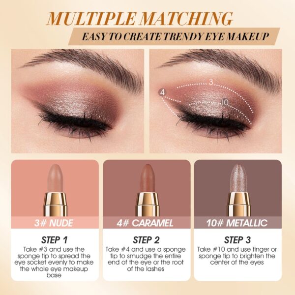 Sombra em lápis, Imagic-glitter, brilho, fosco, marcador, bicho-da-seda blush, pigmento natural, longa vida, 12 cores. - Image 3