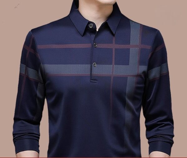 Camisetas masculina Polo gelo manga longa, camisa larga fina e lapela, tops, casual, primavera, verão, novo, 2023 - Image 15