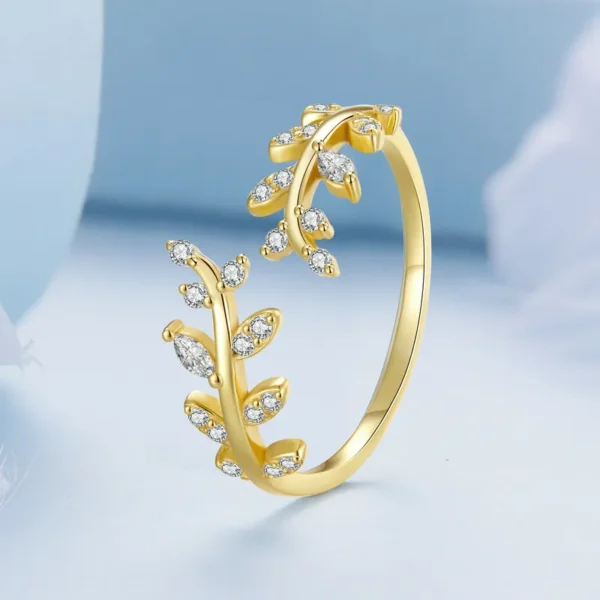 Anéis feminino prata esterlina, Bamoer-925, jóias finas com design delicado folha, 2 cores, estilo coreano, presente - Image 8