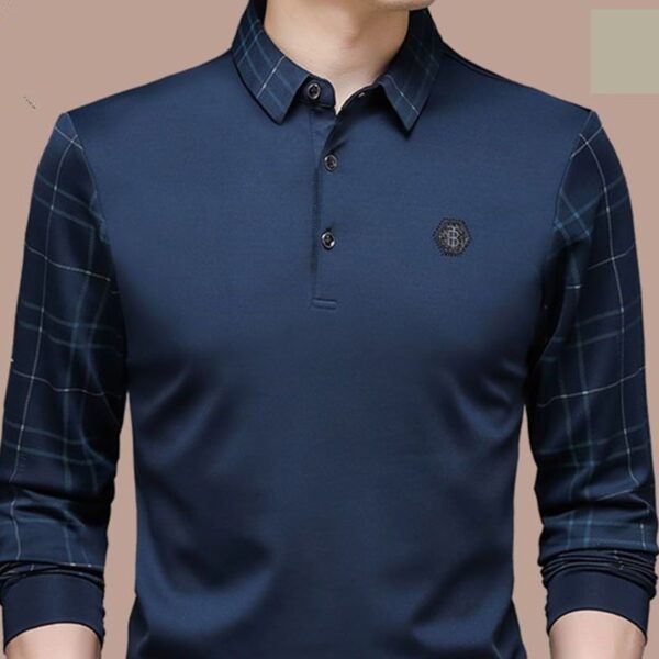 Camisetas masculina Polo gelo manga longa, camisa larga fina e lapela, tops, casual, primavera, verão, novo, 2023 - Image 6