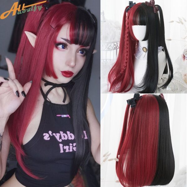 Perucas de cabelo sintético, LGBTQ, Allaosify, cosplay lolita feminino acessórios de cabelo longo encaracolado onda rosa azul anime cosplay. - Image 14