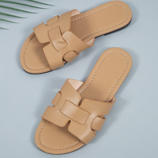 Chinelos femininos de praia ao ar livre, chinelos de luxo, planos, sandálias femininas, moda de marca, sapatos deslizantes, verão, tamanho grande 43, 2023 - Image 8
