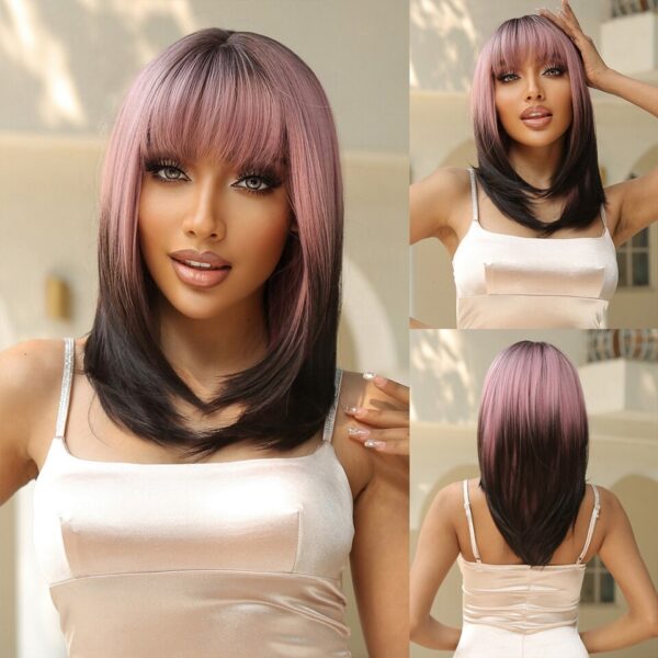 Perucas curta sintética, HENRY MARGU, para Mulheres Negras, Loiras, Marrons, Ombre Com Franja, Cabelo Cosplay, Resistente Ao Calor - Image 5