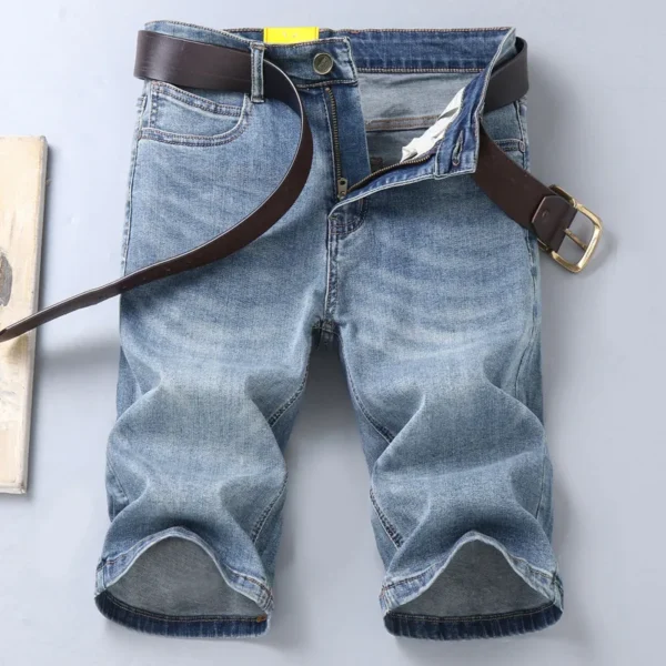 Bermudas masculina Jeans de algodão fino, shorts de bermuda macia, comprimento do joelho, verão 2023 - Image 2