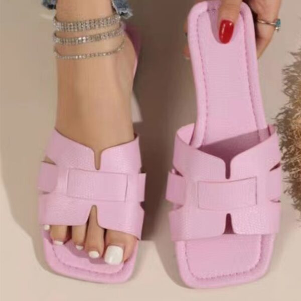 Chinelos femininos de praia ao ar livre, chinelos de luxo, planos, sandálias femininas, moda de marca, sapatos deslizantes, verão, tamanho grande 43, 2023 - Image 3
