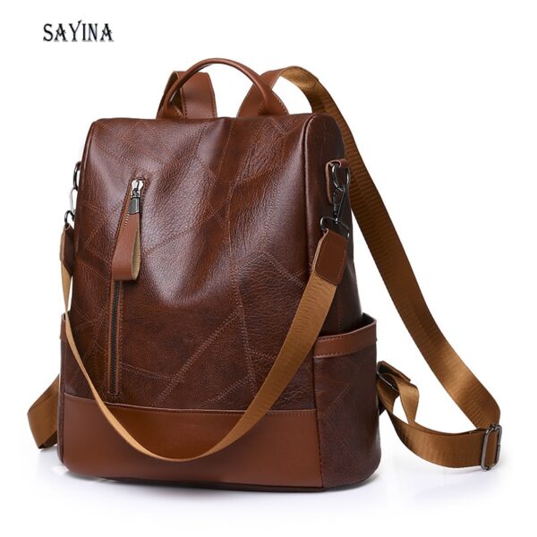 Mochila de couro macio anti-roubo para mulheres, moda simples, grande capacidade, de ombro designer, mochila de viagem, alta qualidade