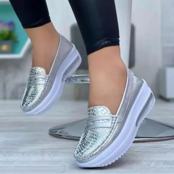 Sapatilhas feminina de couro, sapatos vulcanizados respiráveis, mocassins de luxo, moda casual, primavera, novo, 2023 - Image 6