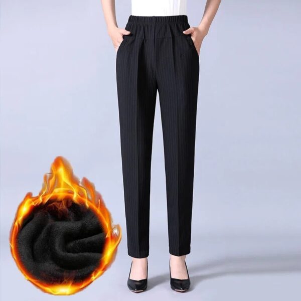 Calças feminina casual lápis xadrez, moda coreana, roupas de streetwear, cintura alta, calça reta, quente, outono, inverno - Image 5