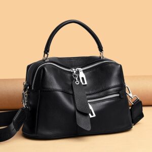 Bolsa feminina de Ombro de Couro, Genuíno Macio, Bolsa Crossbody Casual, Alta Qualidade