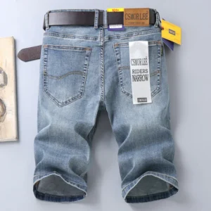 Bermudas masculina Jeans de algodão fino, shorts de bermuda macia, comprimento do joelho, verão 2023