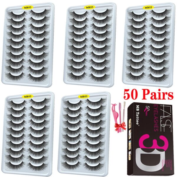 Cílios dramáticos naturais longos Mb, 3d vison, wispies cílios extensão olho, beleza, postiços conjunto falso, 50 pares - Image 34