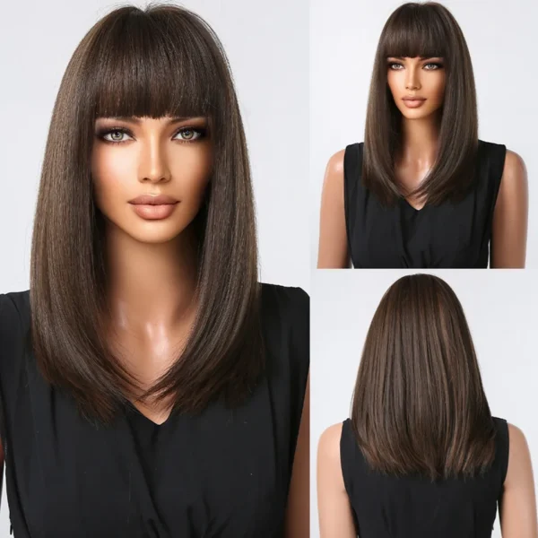 Perucas curta sintética, HENRY MARGU, para Mulheres Negras, Loiras, Marrons, Ombre Com Franja, Cabelo Cosplay, Resistente Ao Calor - Image 12