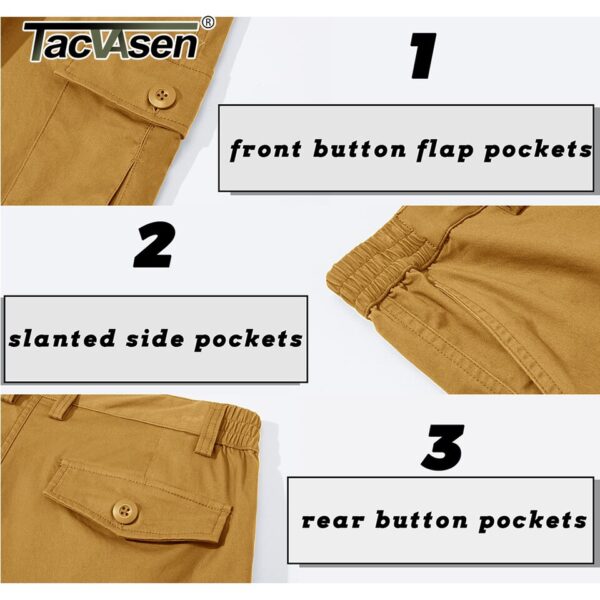 Bermudas de algodão, respirável, Tacvasen, casual, multi-bolsos, trabalho, caminhadas, tático, ao ar livre, verão - Image 12