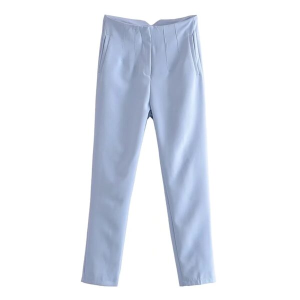 Calças feminina reta, KONDALA-moda chique, roupas de escritório, vintage, cintura alta, com zíper, 2023 - Image 20