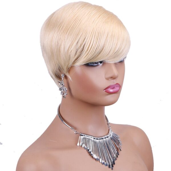 Perucas de cabelo humano Pixie reta curta com franja para mulheres, Bob colorido, sem renda, cabelo remy brasileiro, vermelho de Borgonha - Image 11