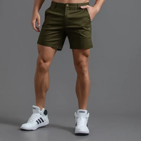 Shorts masculino casual, de golfe, slim fit masculino, monocromático, algodão puro, impermeável, resistente ao desgaste, carga, masculino, sexy, verão, 2023 - Image 10