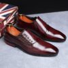 Sapatos masculino em couro de microfibra, casuais, dedo do pé quadrado, vestido com renda, festas, Oxfords. - Image 3