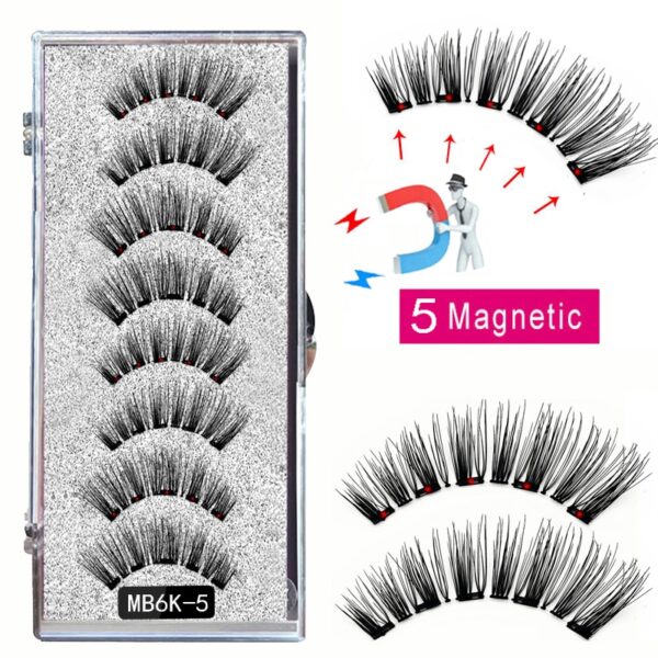 Cílios magnéticos, LEKOFO,  Natural Mink Eye Lashes, 5 Cílios Magnéticos, 4 Pares Ímãs, Faux Lashes Pinças, 8Pcs - Image 28