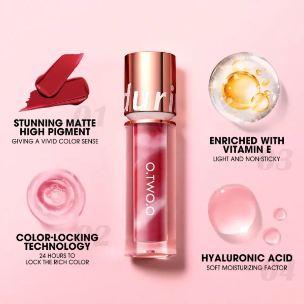 Batom lip gloss, O.TWO.O, Maquiagem Impermeável Velvet Non-stick Cup 8 Cores Lip Tint Matte Long Lasting Sexy Red Liquid Lip Stick - Image 8