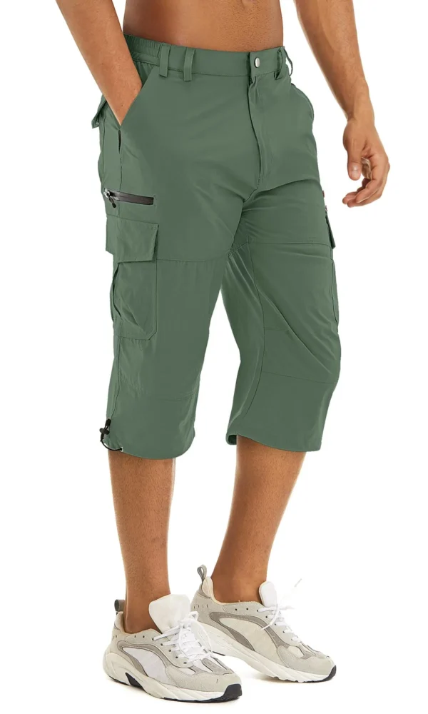 Bermudas masculina cargo, Tacvasen, secagem rápida, 3/4 comprimento, calças capri, multi-bolsos, comprimento do joelho, de verão, praia - Image 21