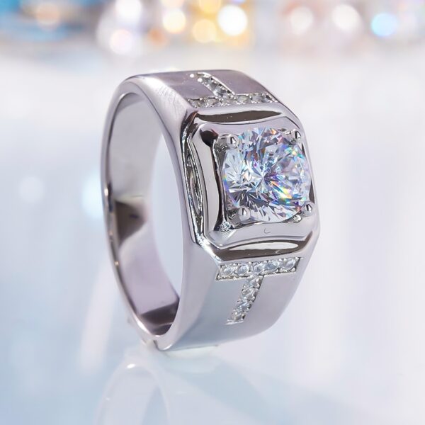 Anéis masculino, Qinhuan moissanite, s925 prata esterlina 18k branco banhado a ouro, jóias finas anel de luxo - Image 3