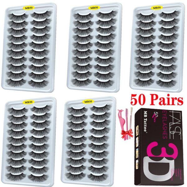 Cílios dramáticos naturais longos Mb, 3d vison, wispies cílios extensão olho, beleza, postiços conjunto falso, 50 pares - Image 29