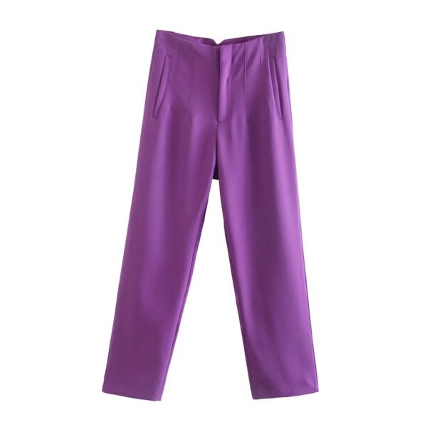 Calças feminina reta, KONDALA-moda chique, roupas de escritório, vintage, cintura alta, com zíper, 2023 - Image 13