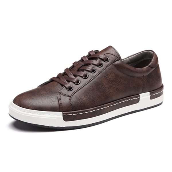 Sapatênis masculino de couro macio, calçados casuais, calçados masculinos planos, preto clássico, branco, amarelo, cinza, plus size 45 - Image 4