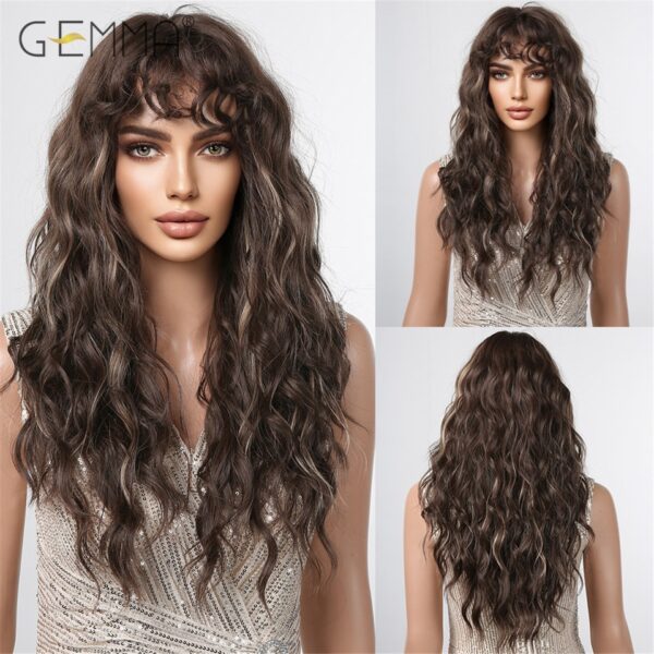 Peruca sintética longa ondulada cosplay GEMMA com Franja, peruca de cabelo natural para mulheres brancas, festa, resistente ao calor, rosa claro - Image 27