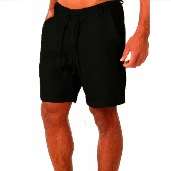 Bermudas masculina de linho de algodão, verão respirável cor sólida shorts, joggers casual streetwear - Image 7