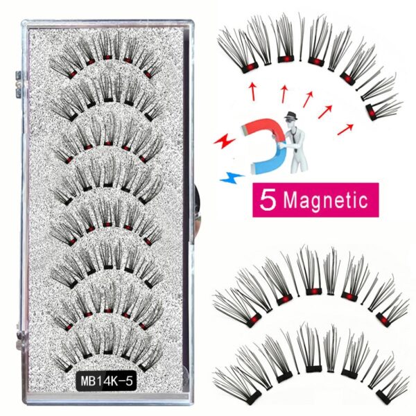Cílios magnéticos, LEKOFO,  Natural Mink Eye Lashes, 5 Cílios Magnéticos, 4 Pares Ímãs, Faux Lashes Pinças, 8Pcs - Image 7