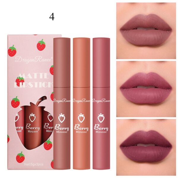 Batom líquido, 3 pçs conjunto, doce matte velvet, esmalte à prova d água de longa duração não-marcação natural lábio matiz kit  yzl1 - Image 10
